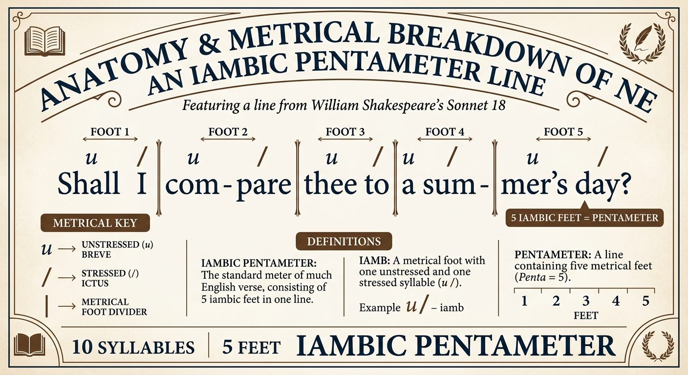 Infographic explaining the difference between stressed and unstressed syllables in poetic meter