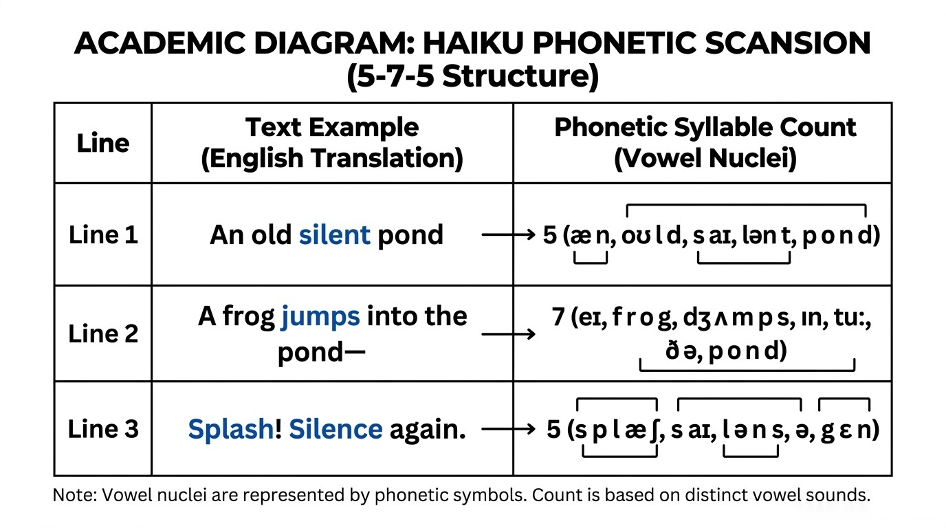 Haiku 5-7-5 syllable counting structure diagram